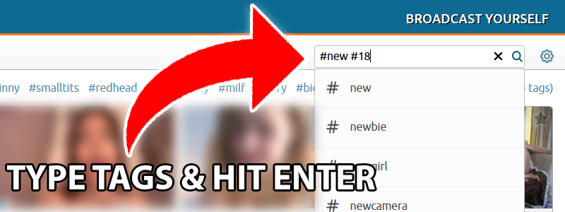 use search bar and hashtags to find new cams on chaturbate 2 1